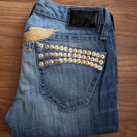 ROBINS JEANS WOMEN MARILYN GOLD WING - Picture 1 of 7